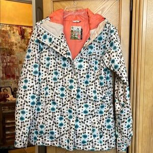 Roxy ski jacket size medium Floral Patterned Jacket with Teal Accents